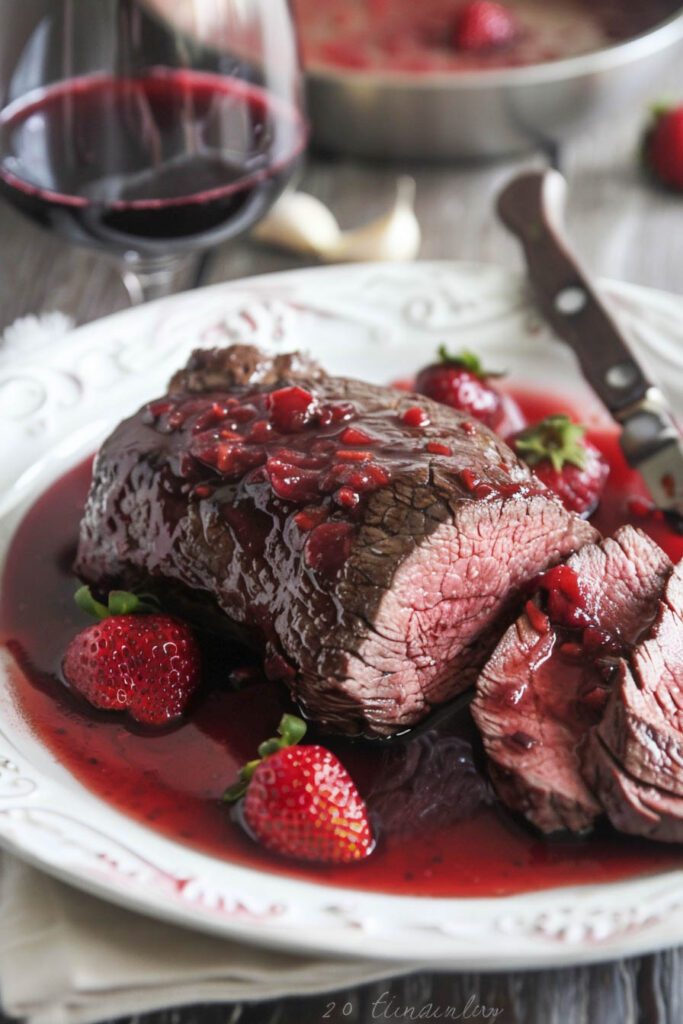 Beef Tenderloin with Strawberry Red Wine Sauce - Strawberry Dinner Ideas