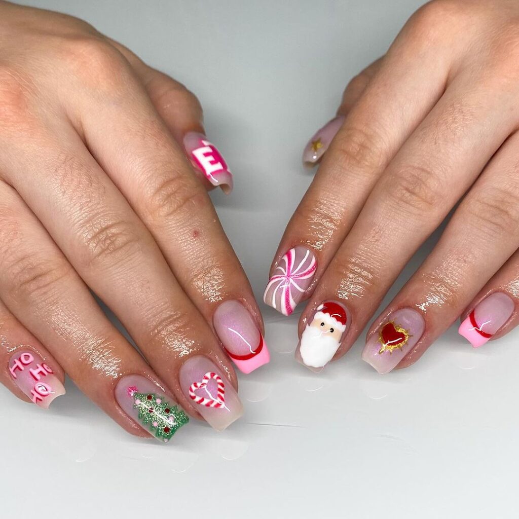 Pink Christmas Nails