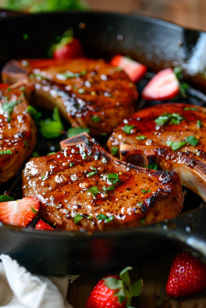 Strawberry Glazed Pork Chops - Strawberry Dinner Ideas