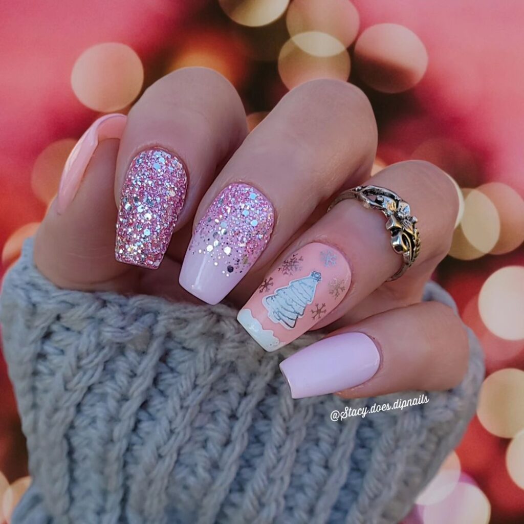 Pink Christmas Nails