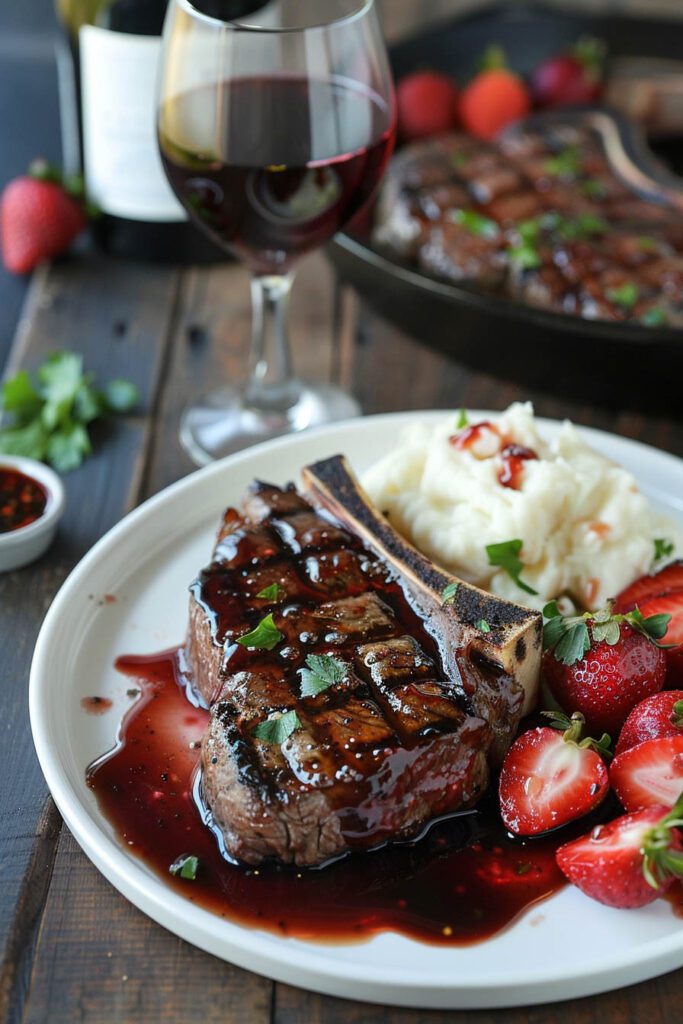 Grilled Steak with Strawberry Wine Reduction - Strawberry Dinner Ideas