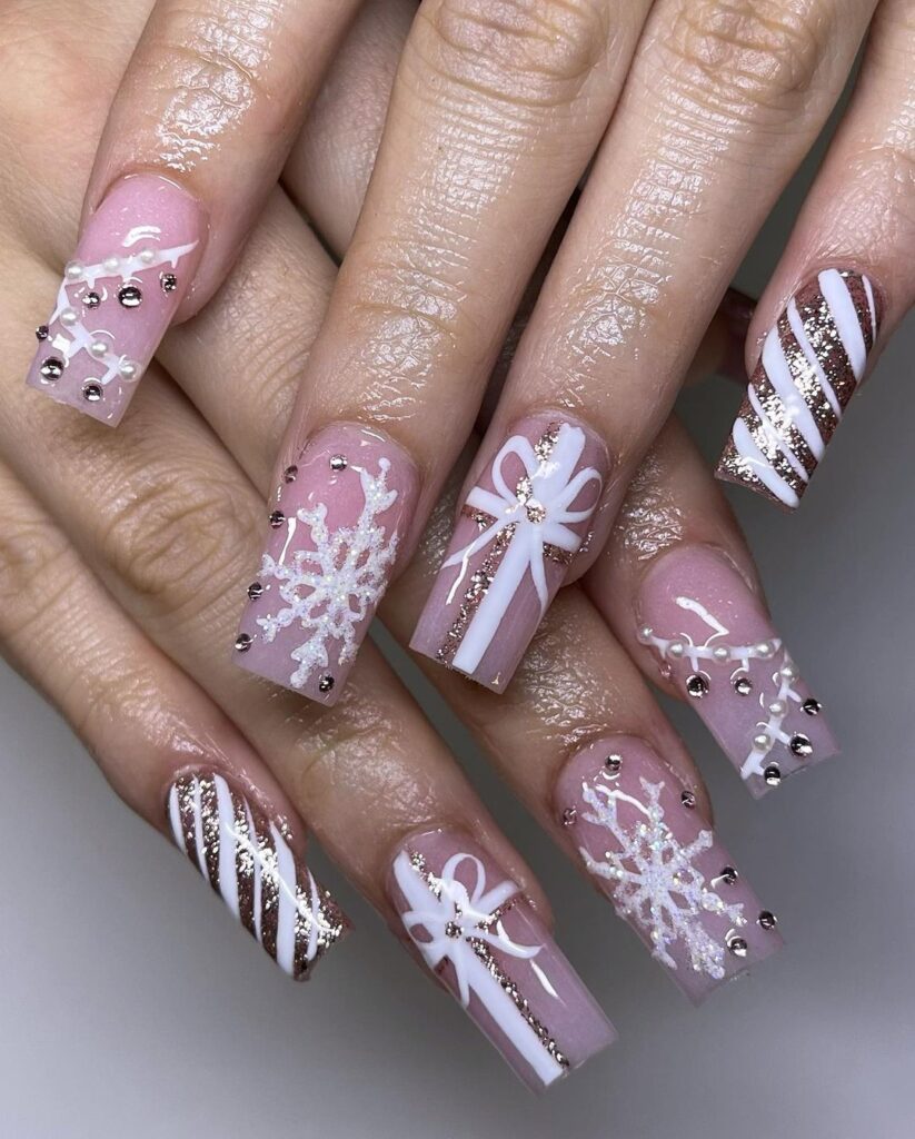 Pink Christmas Nails