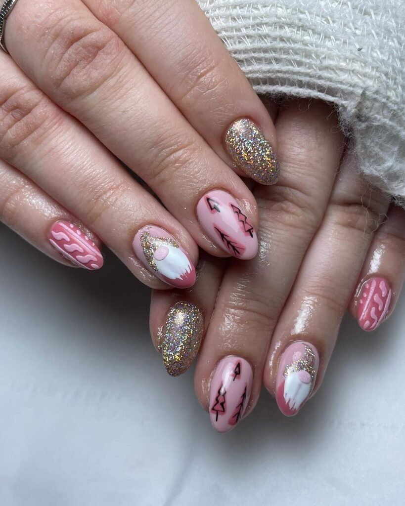 Pink Christmas Nails