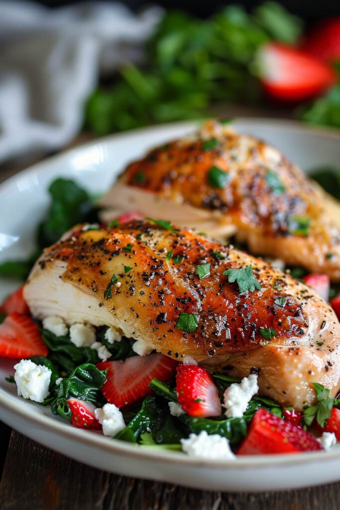 Strawberry Spinach Stuffed Chicken - Strawberry Dinner Ideas