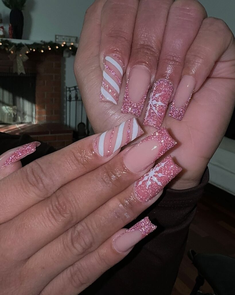 Pink Christmas Nails