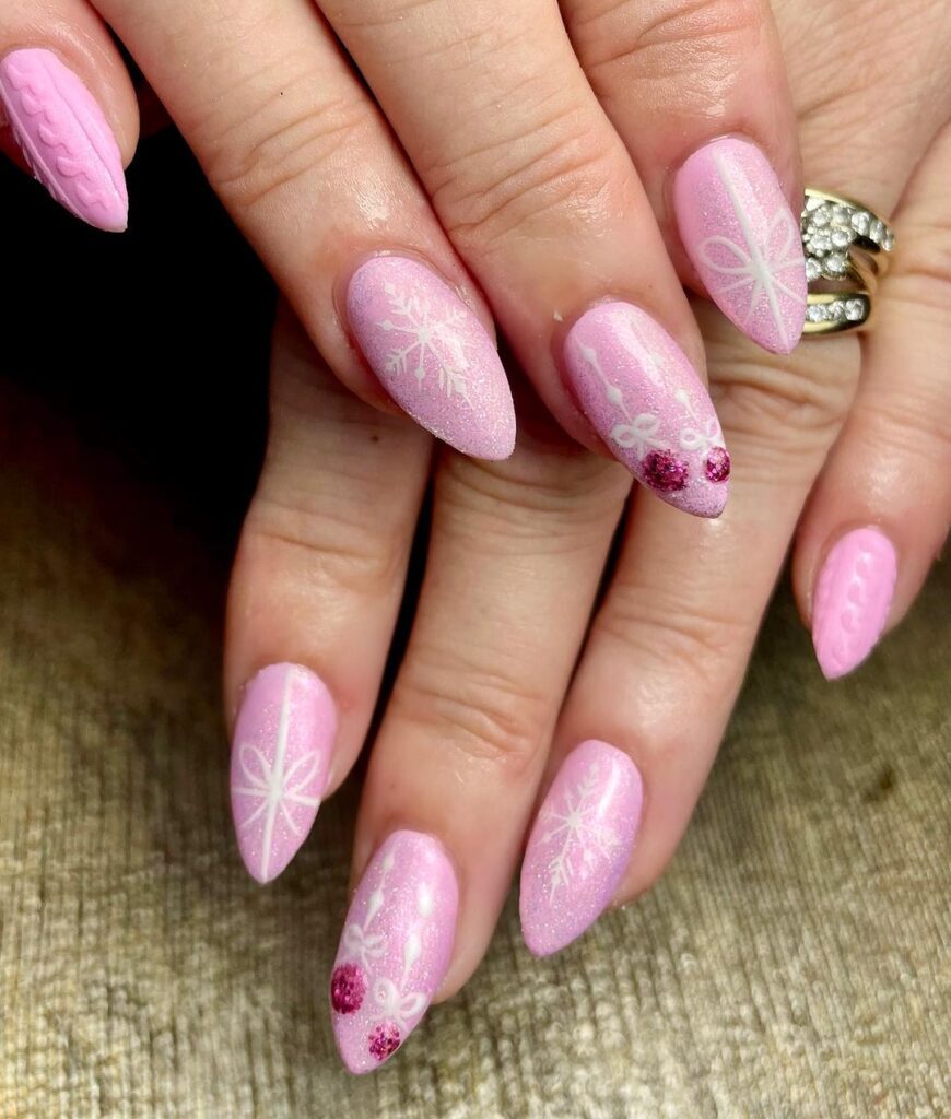 Pink Christmas Nails