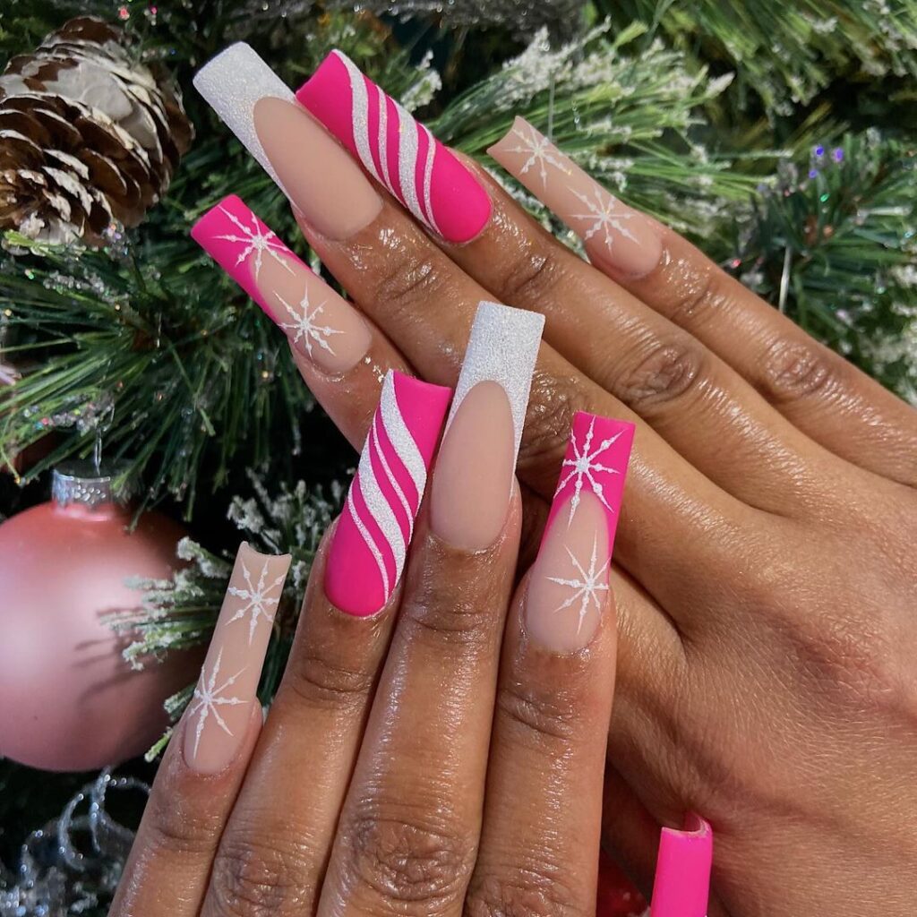 Pink Christmas Nails