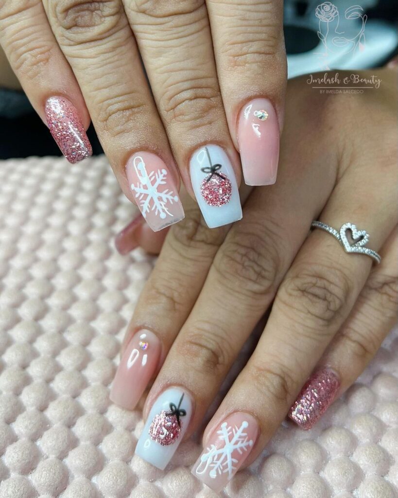 Pink Christmas Nails