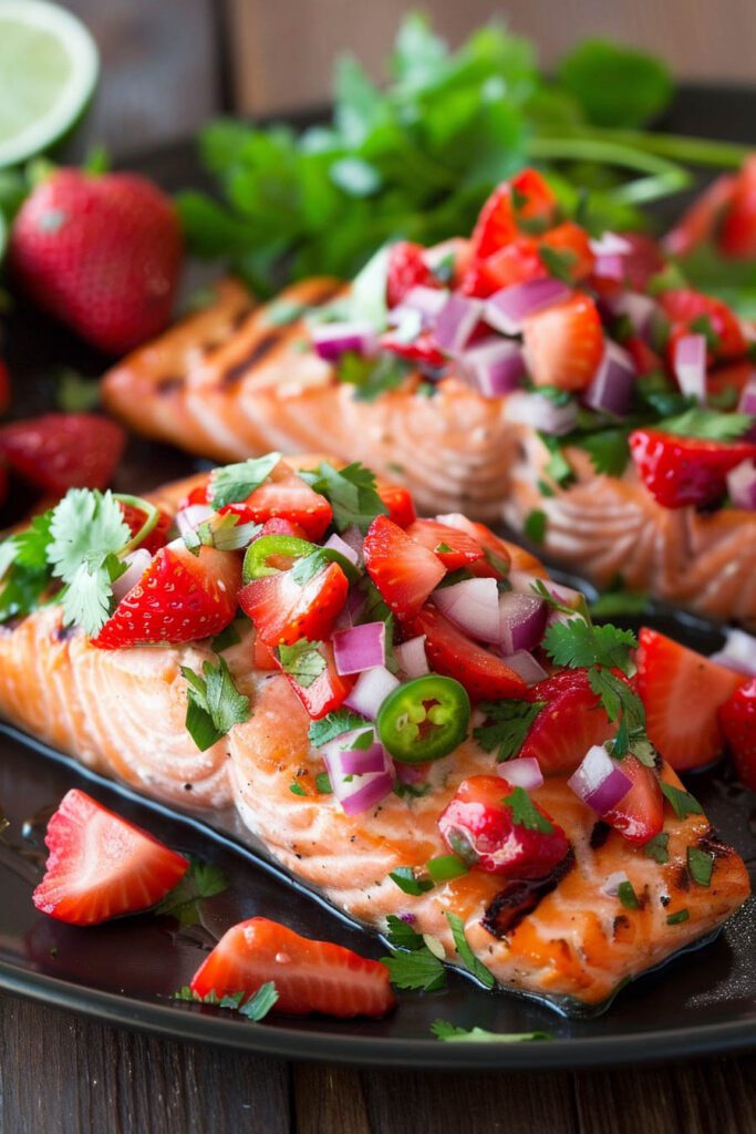 Strawberry Salsa Grilled Salmon - Strawberry Dinner Ideas