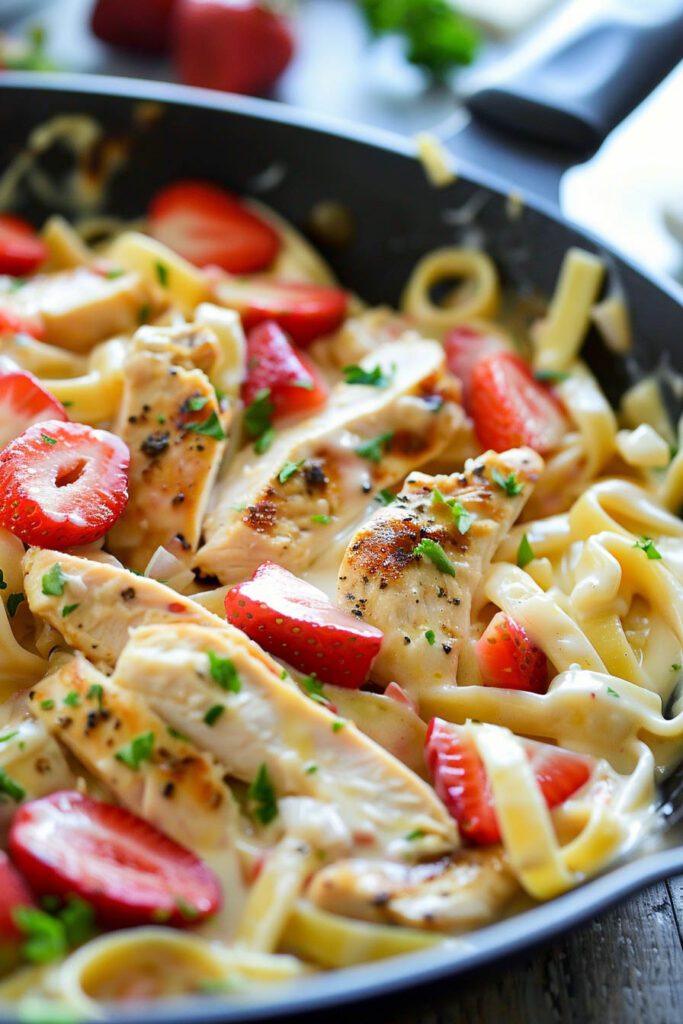 Strawberry Brie Chicken Pasta - Strawberry Dinner Ideas