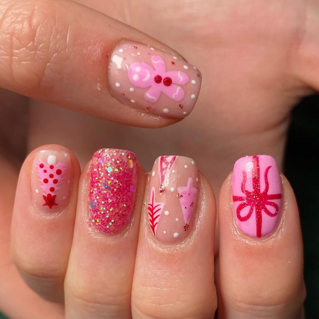 Pink Christmas Nails