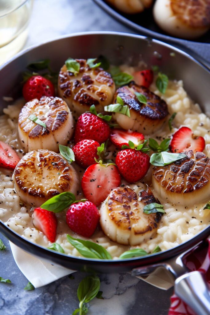 Strawberry Risotto with Seared Scallops - Strawberry Dinner Ideas