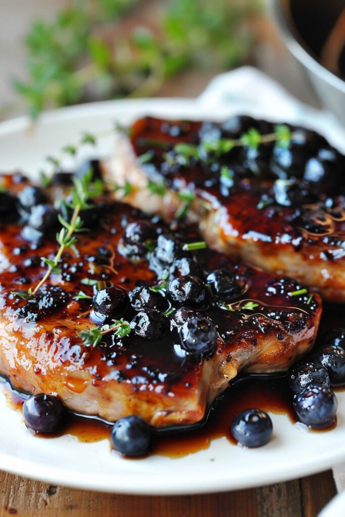 Blueberry Glazed Pork Chops - blueberry recipes