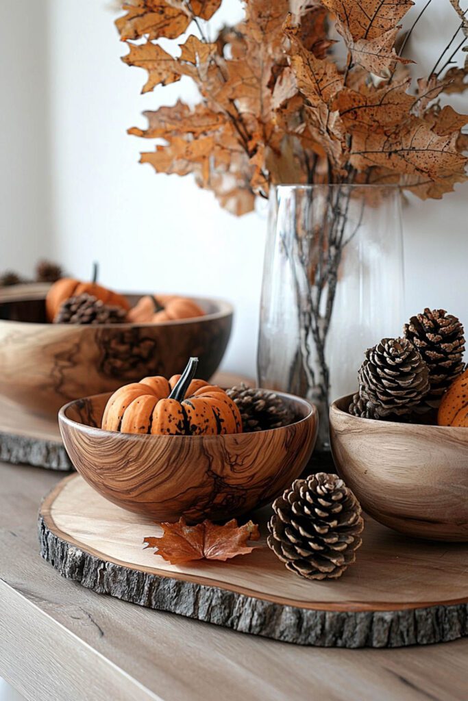 Natural Wood Accents - Fall Decor Ideas