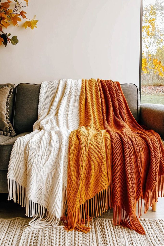 Warm-toned Throw Blankets - Fall Decor Ideas