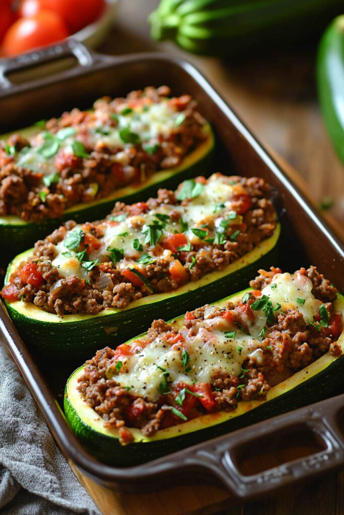 Turkey Zucchini Boats - ground turkey recipes