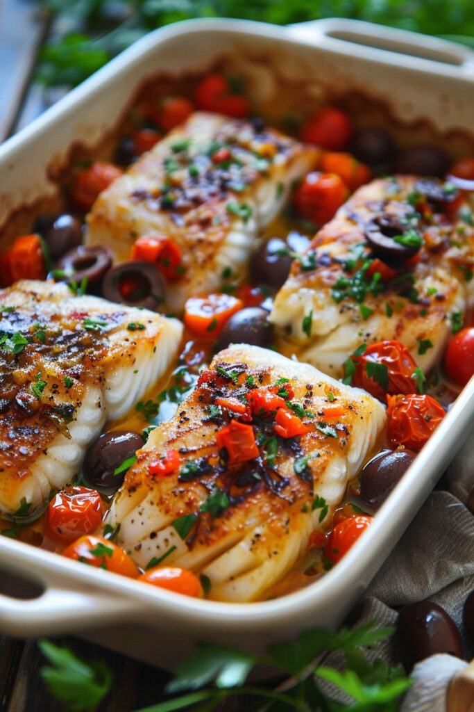 Mediterranean Baked Cod - Mediterranean Diet Recipes