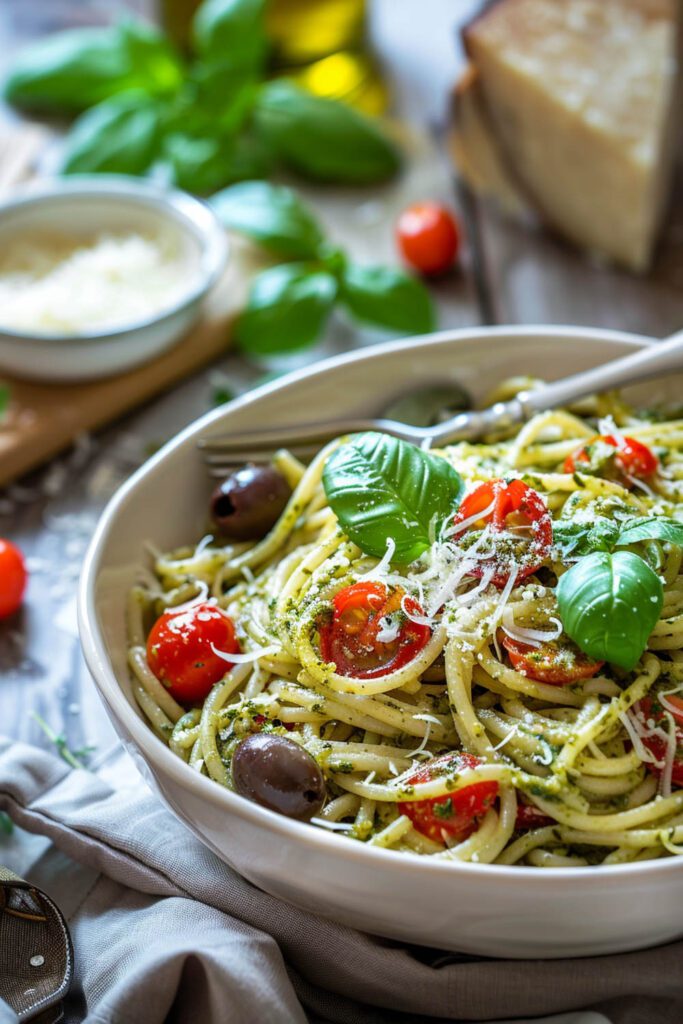 Mediterranean Pesto Pasta - Mediterranean Diet Recipes