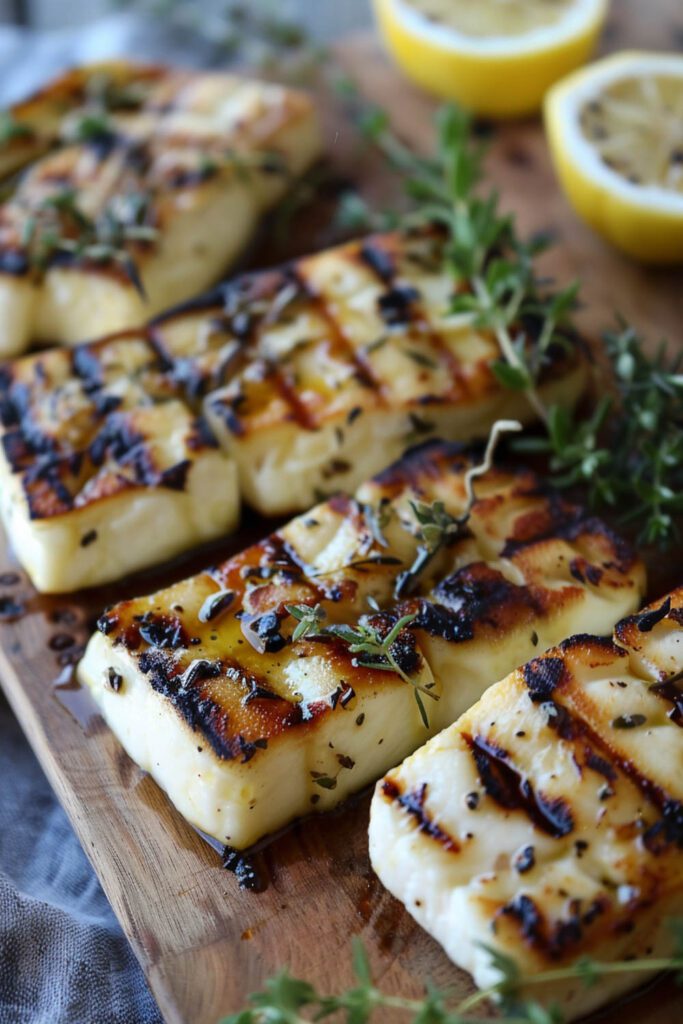 Grilled Halloumi with Lemon and Herbs - Mediterranean Diet Recipes