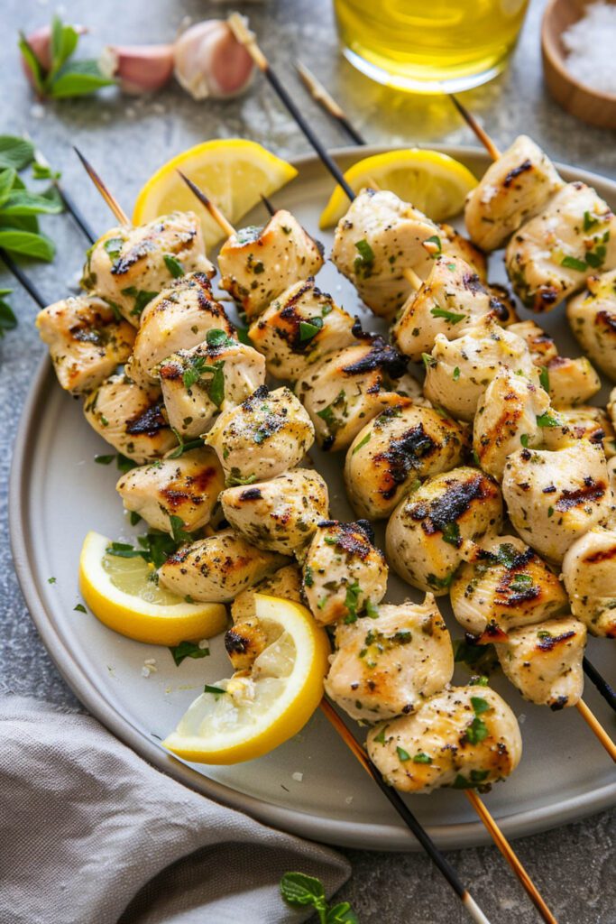 Mediterranean Lemon Chicken Skewers - Mediterranean Diet Recipes