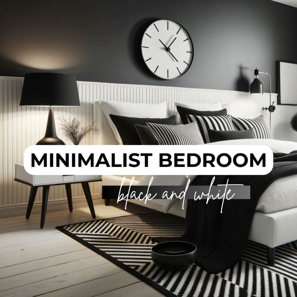 Minimalist bedroom black and white