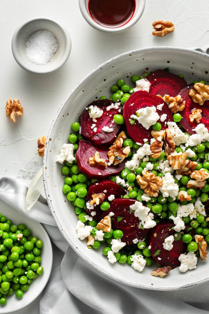 Peas, Beet, and Goat Cheese Salad - pea recipes