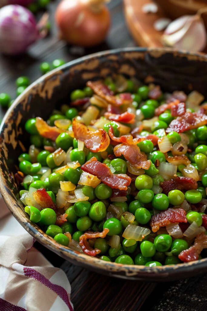 Smoky Peas with Bacon and Onions - pea recipes