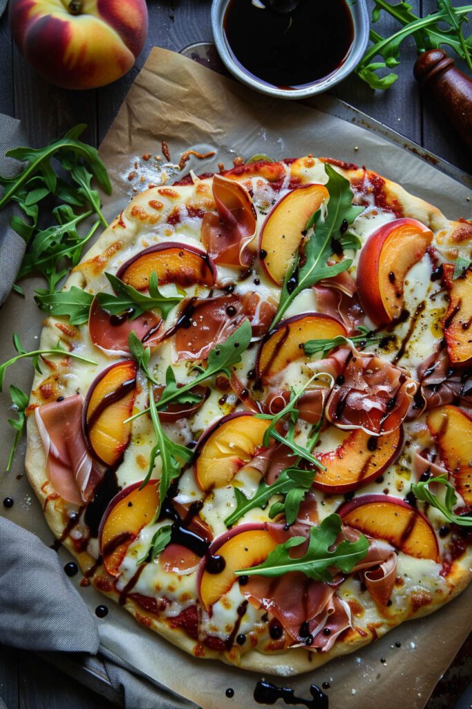 Peach and Prosciutto Pizza - peach recipes