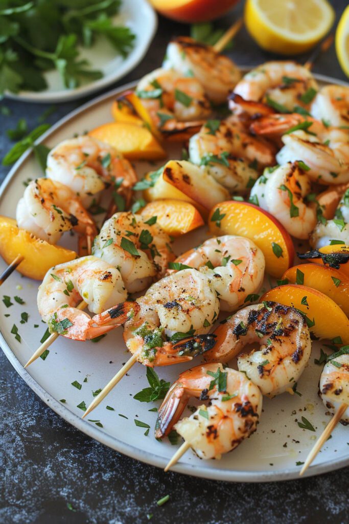 Peach and Shrimp Skewers - peach recipes