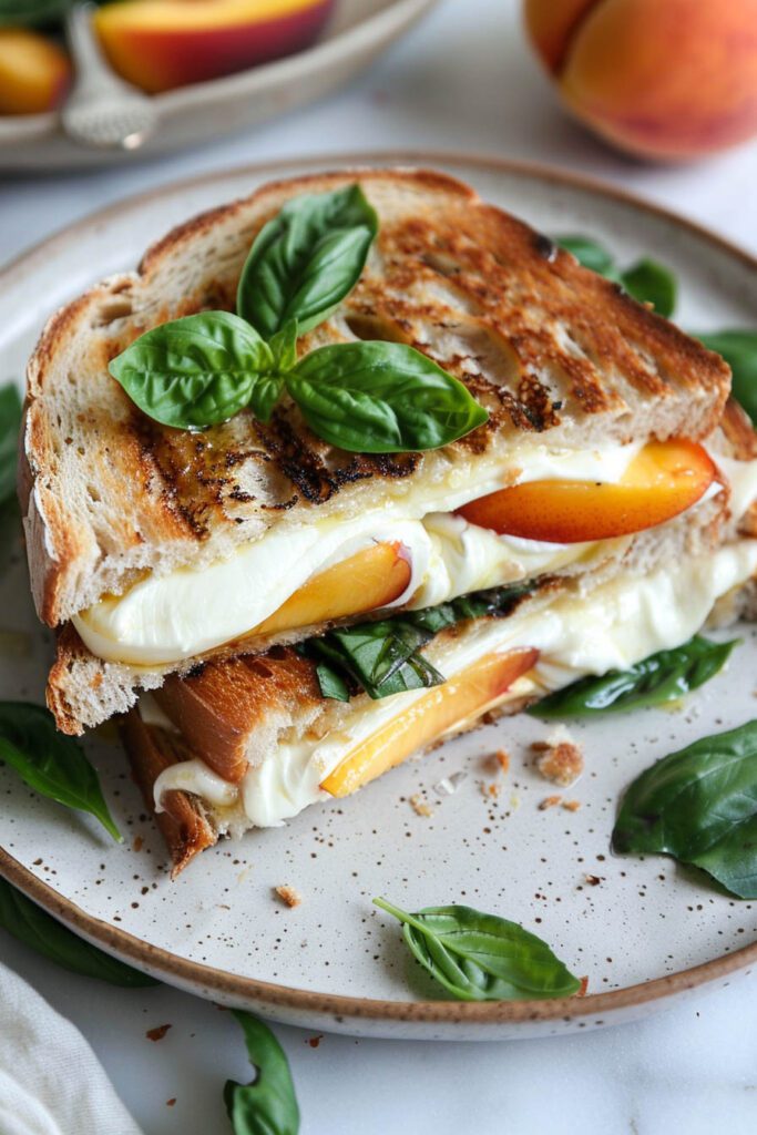 Peach and Basil Grilled Cheese - peach recipes