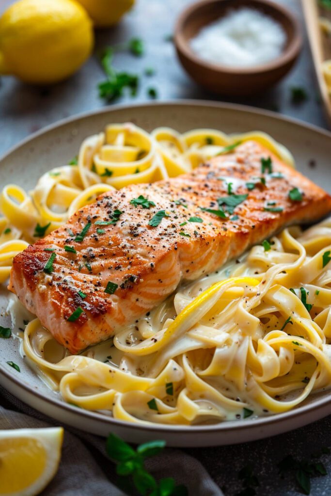 Lemon Butter Salmon Pasta - Salmon recipes