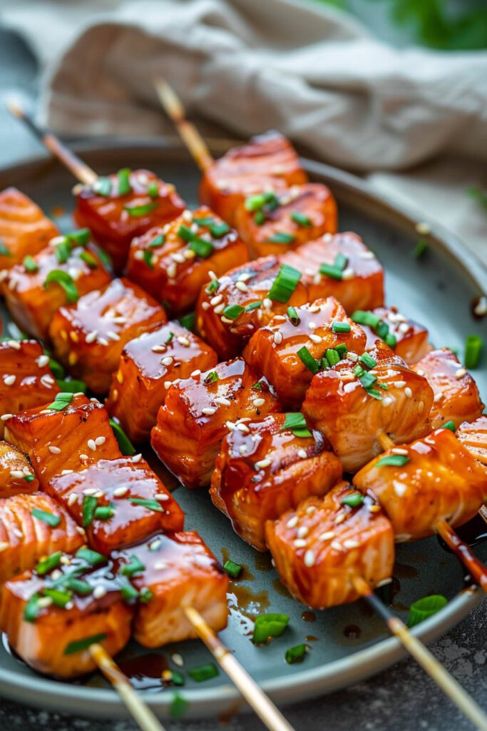 Teriyaki Glazed Salmon Skewers - Salmon recipes