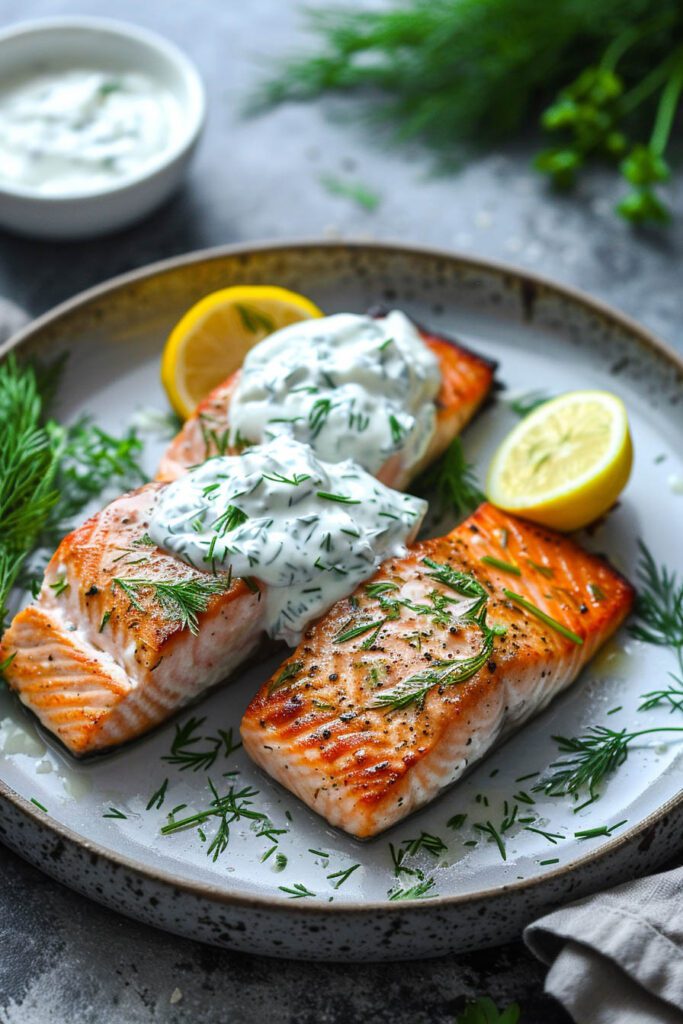 Pan-Seared Salmon with Dill Sauce - Salmon recipes